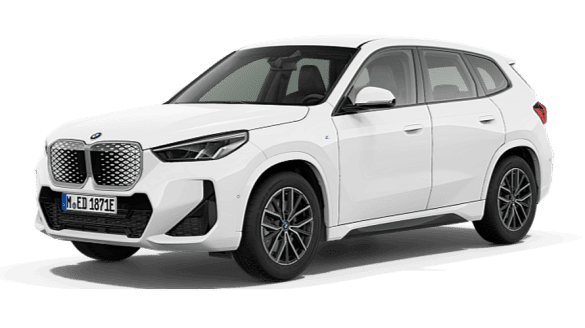 BMW iX1 eléctrico en color blanco, SUV premium con autonomía de hasta 474 km y recarga con conector Tipo 2.