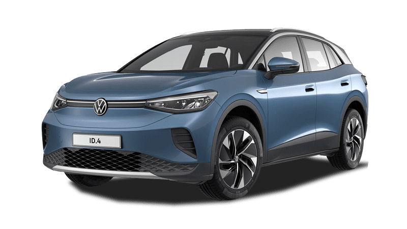 imagen del volkswagen id.4 azul eléctrico y datos de autonomía y carga