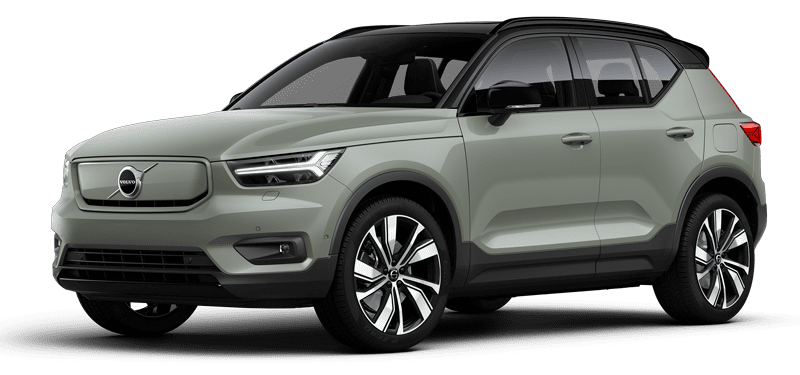 SUV eléctrico Volvo XC40 Recharge en color gris, ideal para instalación de punto de recarga doméstico con conector Tipo 2.