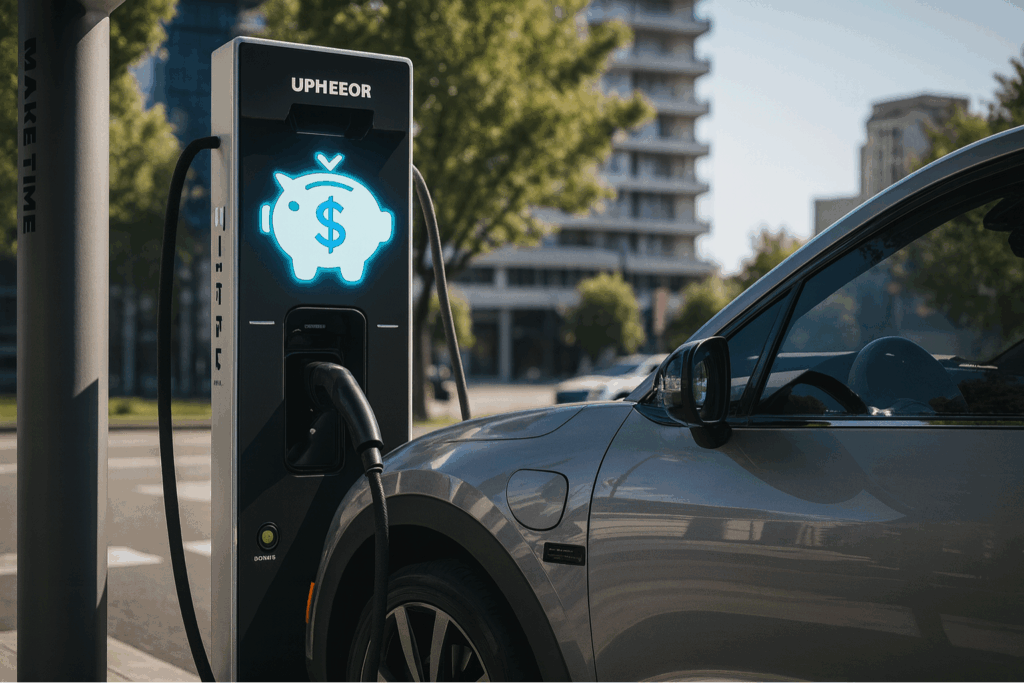 Coche eléctrico cargando, relacionado con solicitar CAE si compré el coche hace meses.